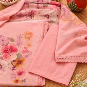 Elegant Pastel Floral Cotton Suit Set