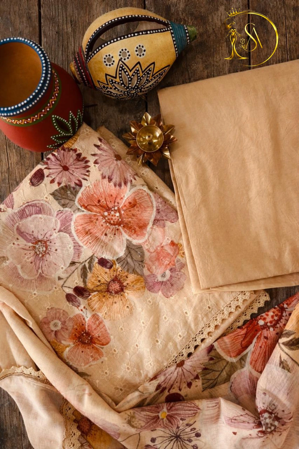 Elegant Pastel Floral Cotton Suit Set - Image 2