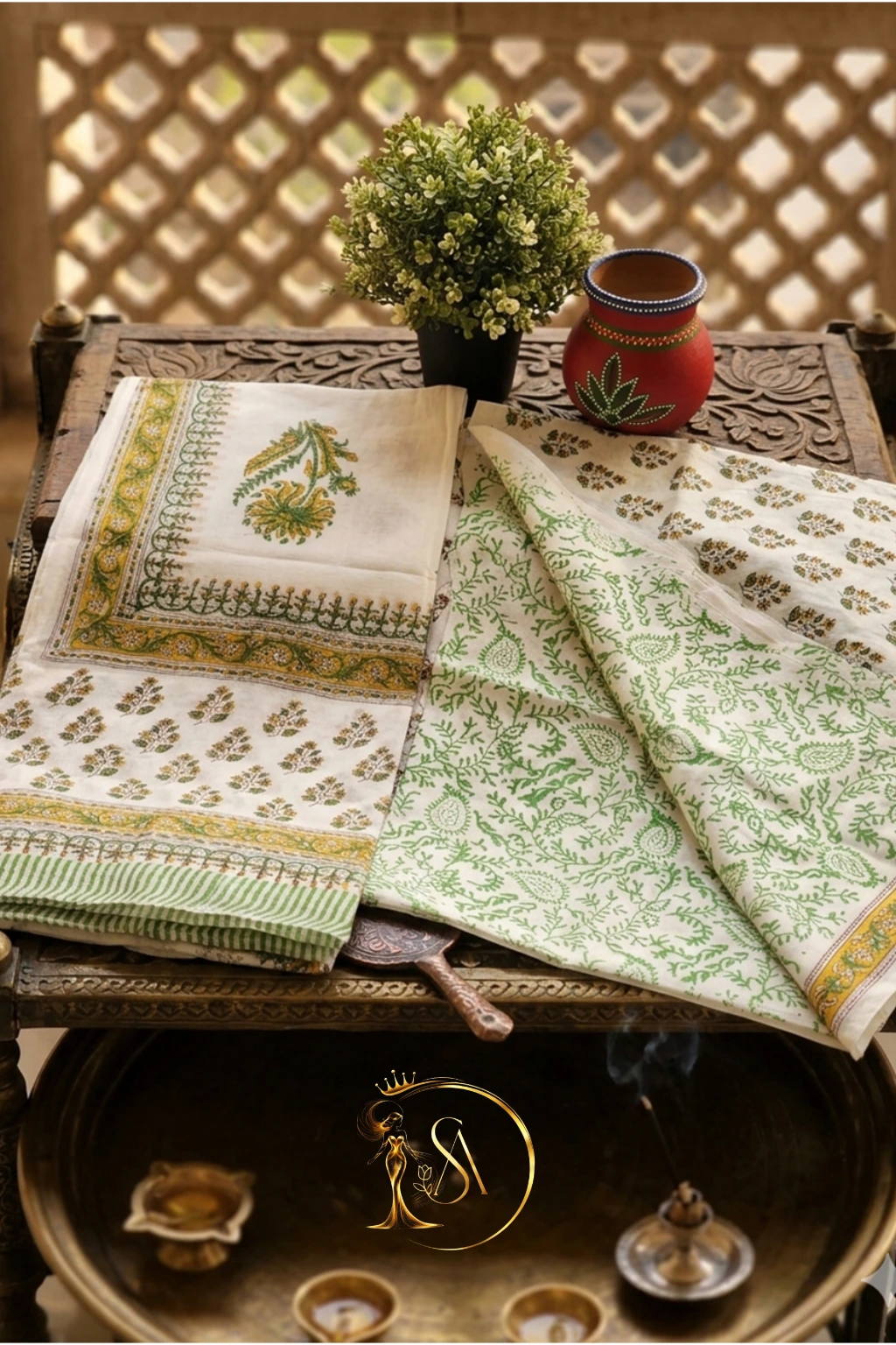 Half white Pure Soft Mul cotton Unstitched Dress Material Set.