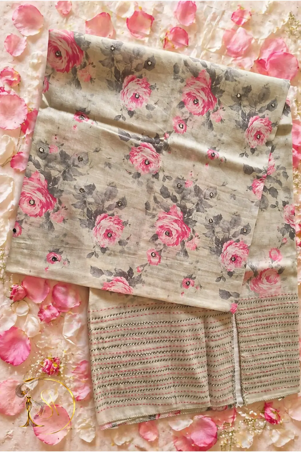 Pista Soft Premium cotton Lenin Khata Unstitched dress material set. - Image 2