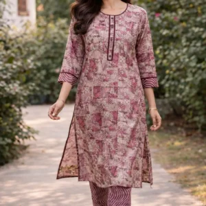 Printed Pink Kurta Set