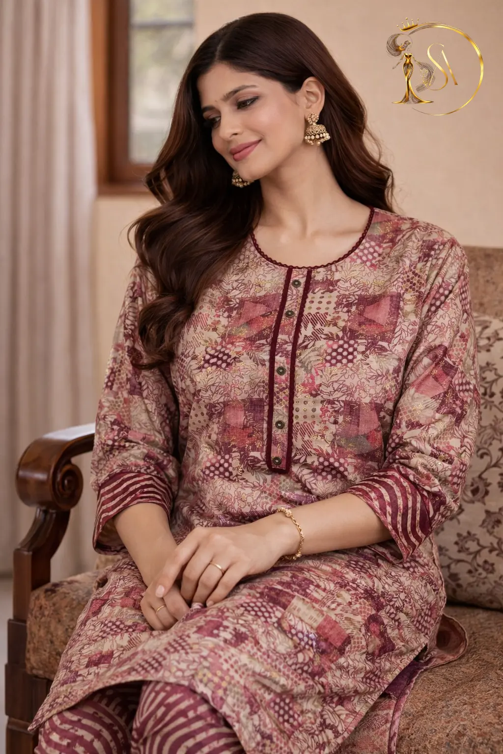 Printed Pink Kurta Set - Image 2