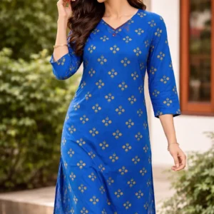Royal Blue Printed Kurti
