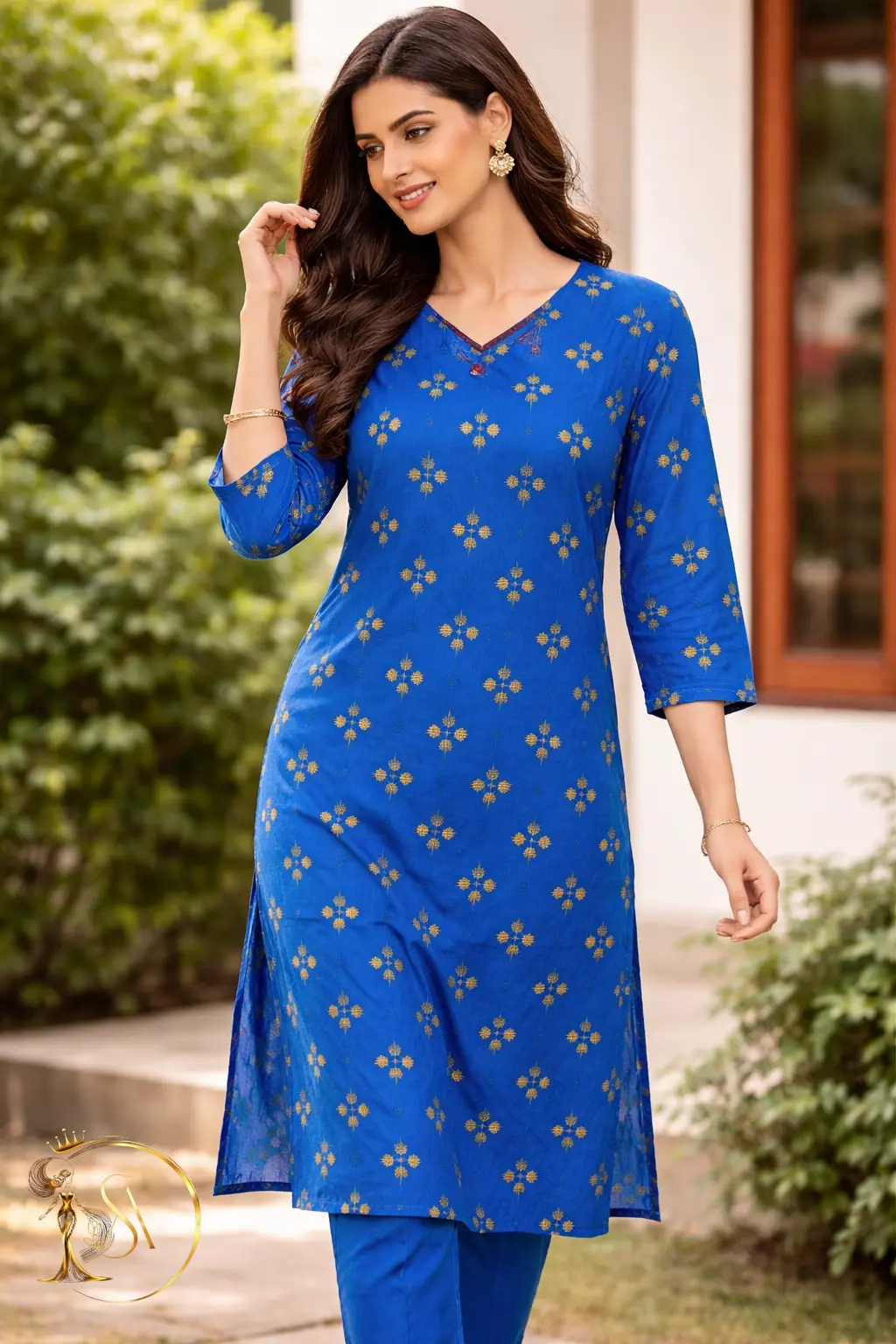 Royal Blue Printed Kurti