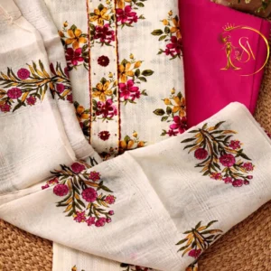 White with pink Ethnic Kurta Set