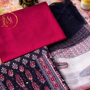Black Ethnic Kurta Set (Unstitched)