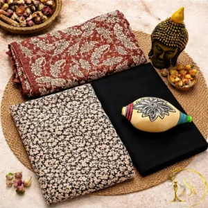 Maroon with grey leaves Bagru kurta set