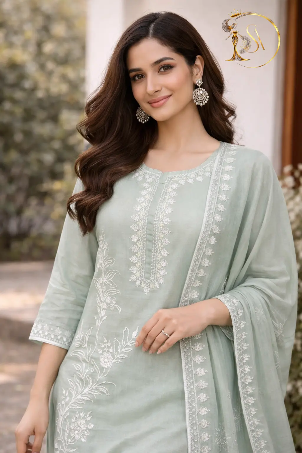 Mint Green Embroidered Kurta Set